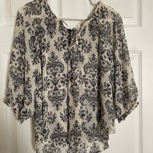 black and off-white sheer blouse
